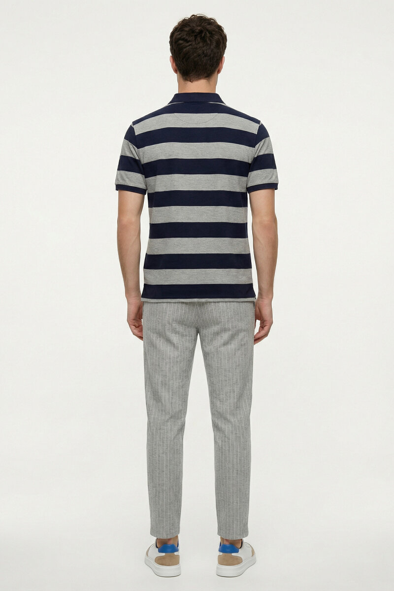Lacivert - Gri Polo Tişört - 6