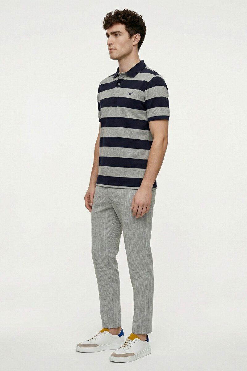 Lacivert - Gri Polo Tişört - 4