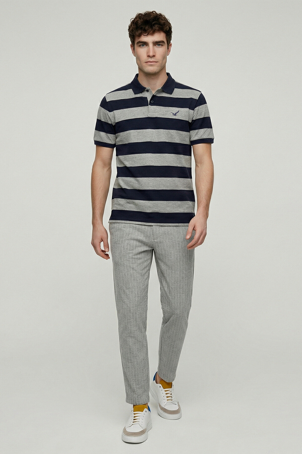 Lacivert - Gri Polo Tişört - 2