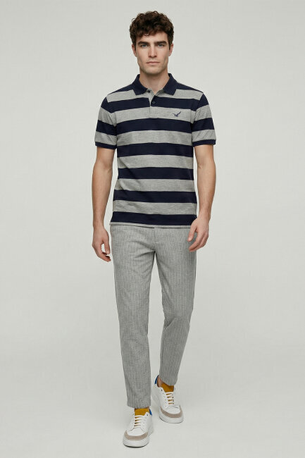 Lacivert - Gri Polo Tişört - 2