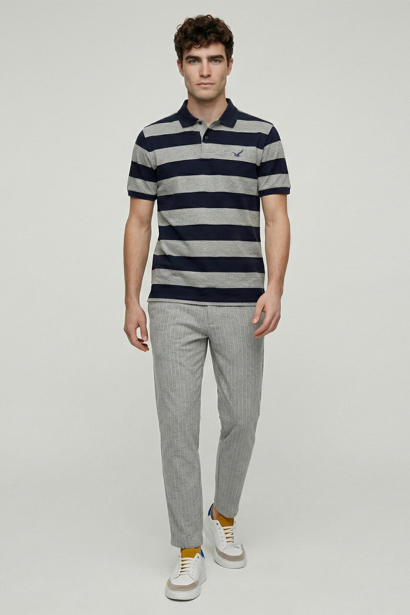 Lacivert - Gri Polo Tişört (1)