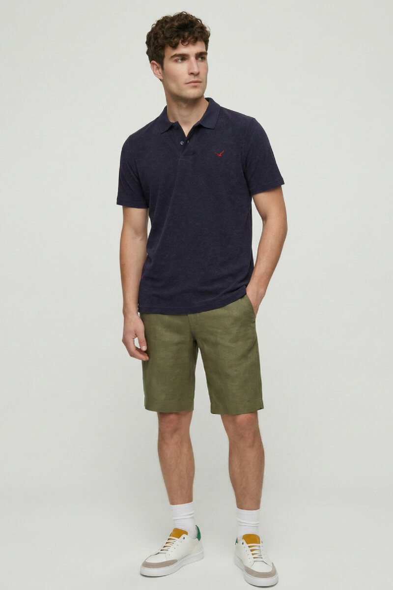 Navy Blue 100% Cotton Polo T-shirt (1)