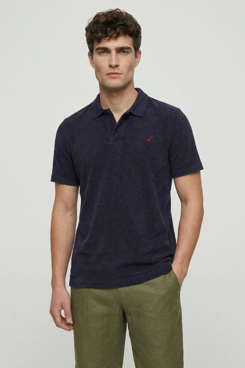 Navy Blue 100% Cotton Polo T-shirt