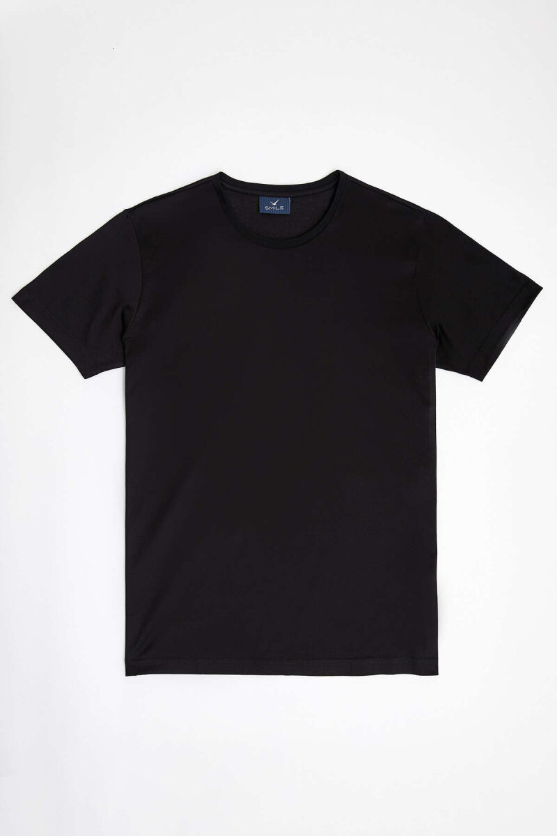 Black 100% Cotton Crew Neck T-shirt - 2