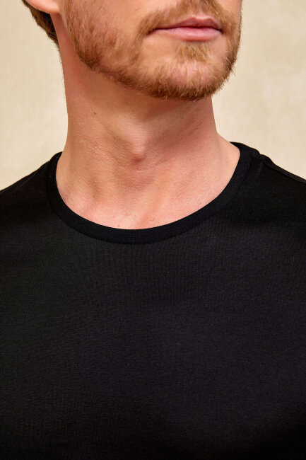 Black 100% Cotton Crew Neck T-shirt - 5