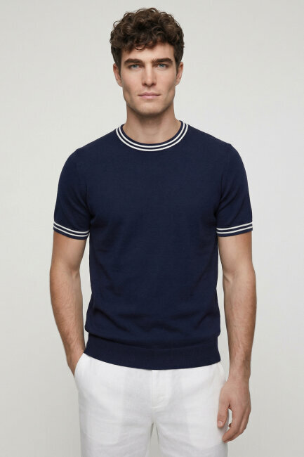 Navy Blue Crew Neck Sweater 