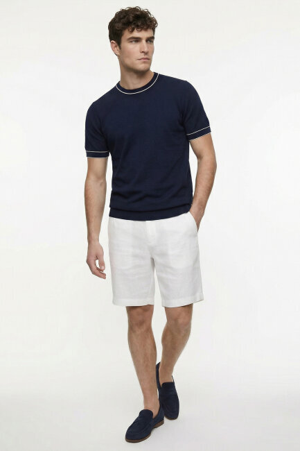 Navy Blue Crew Neck Sweater - 5