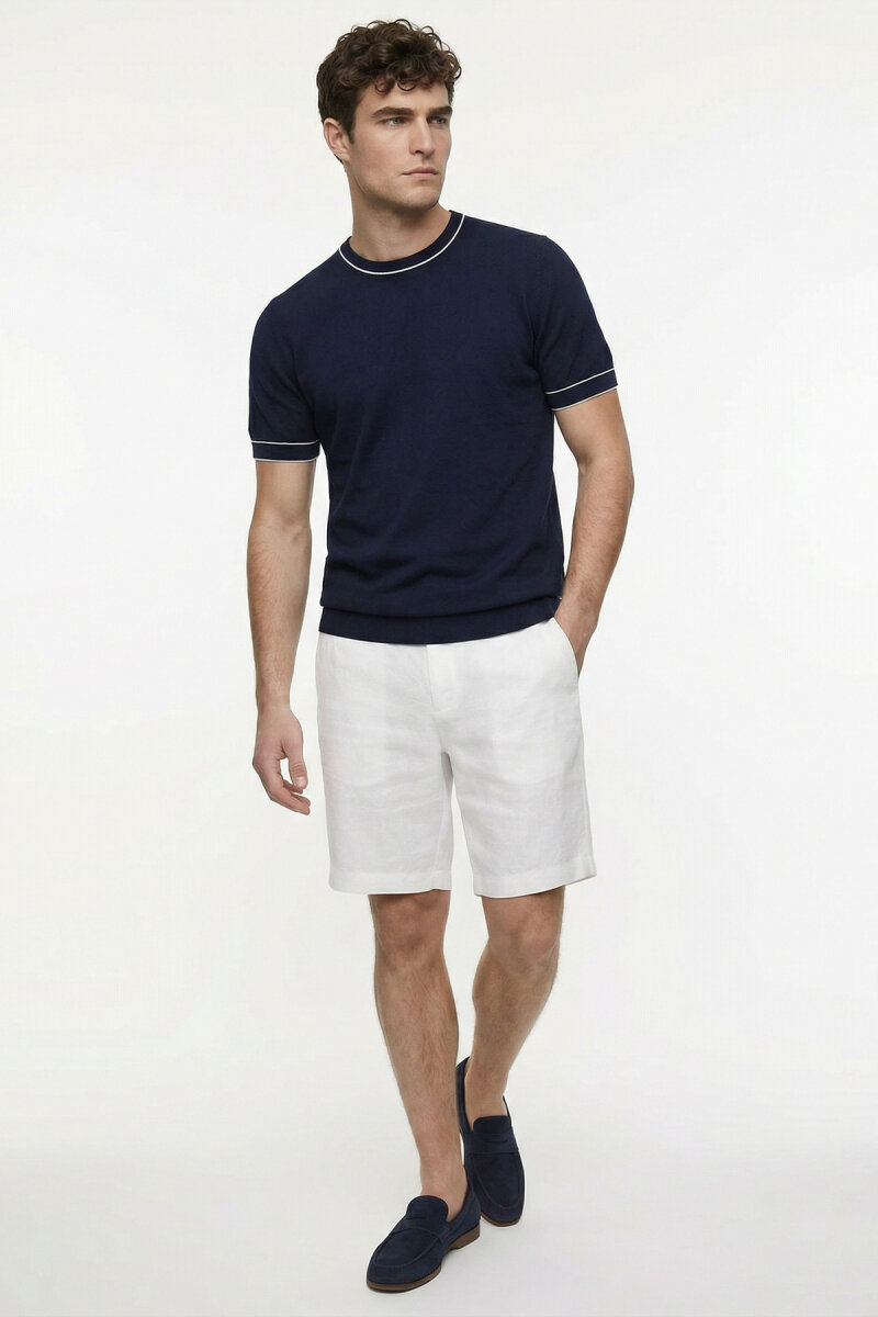 Navy Blue Crew Neck Sweater - 5