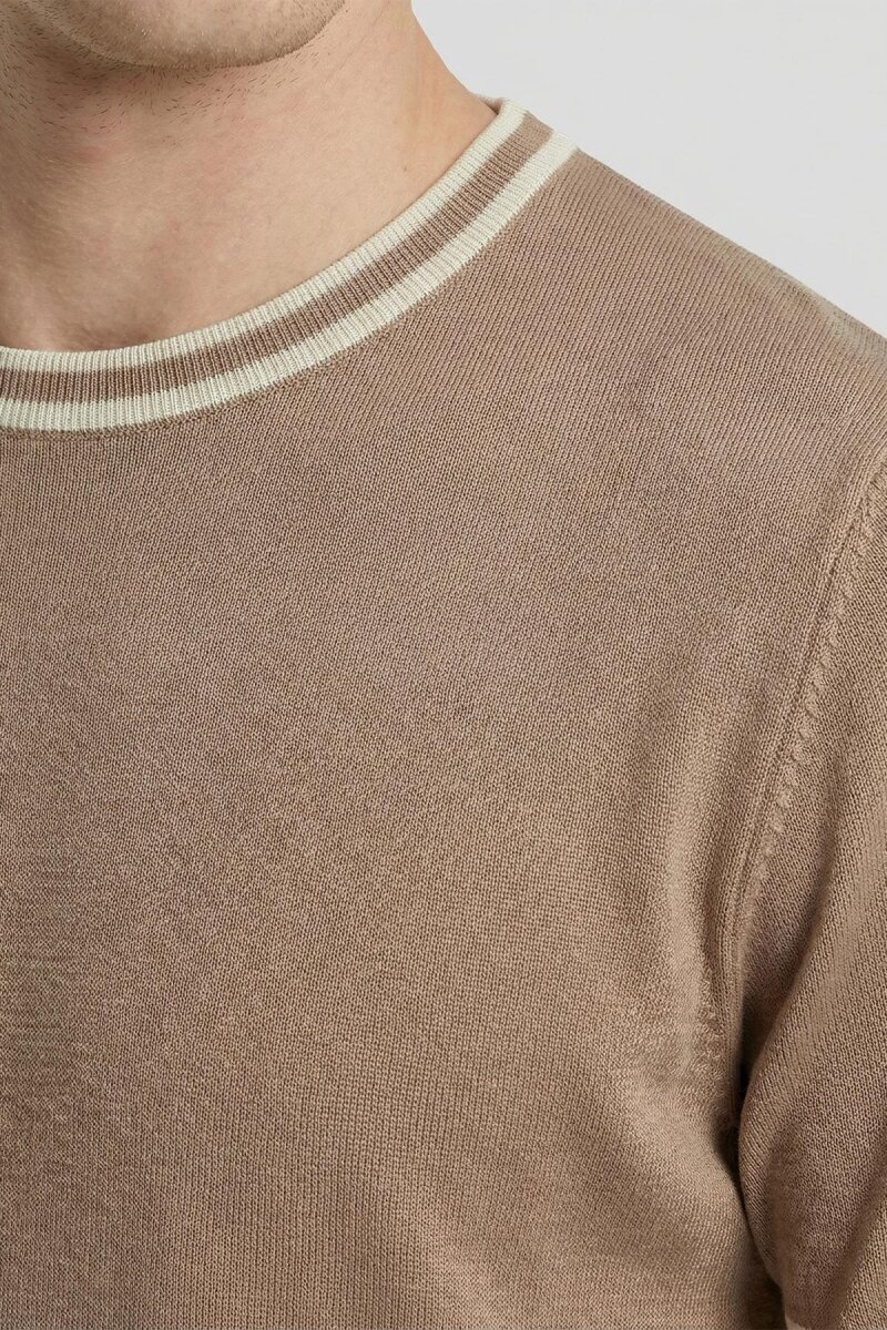 Beige Crew Neck Sweater - 3
