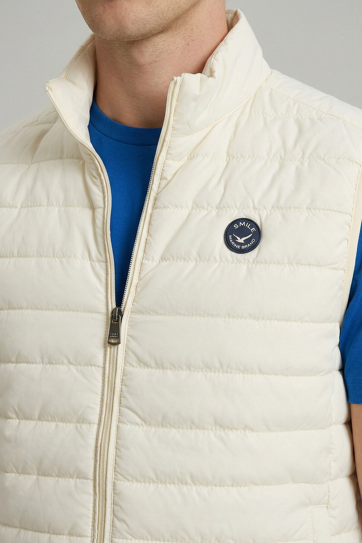 Light Beige Puffer Vest - 3