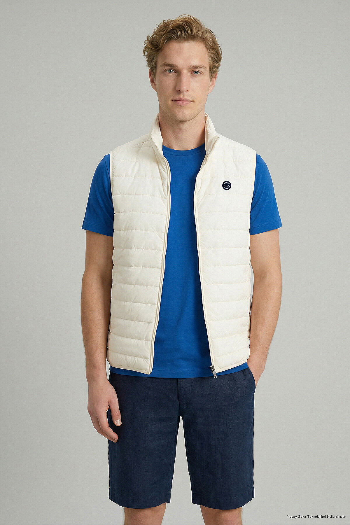 Light Beige Puffer Vest - 1