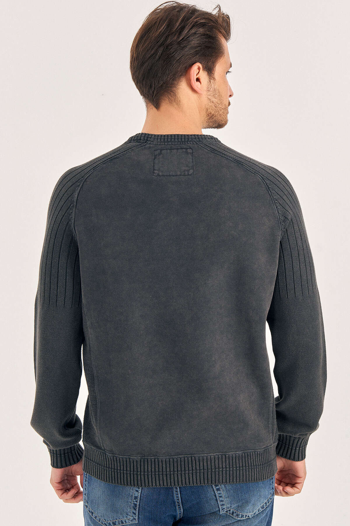 Anthracite 100% Cotton Vintage Pocket Sweater - 5