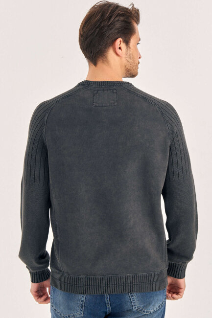 Anthracite 100% Cotton Vintage Pocket Sweater - 5