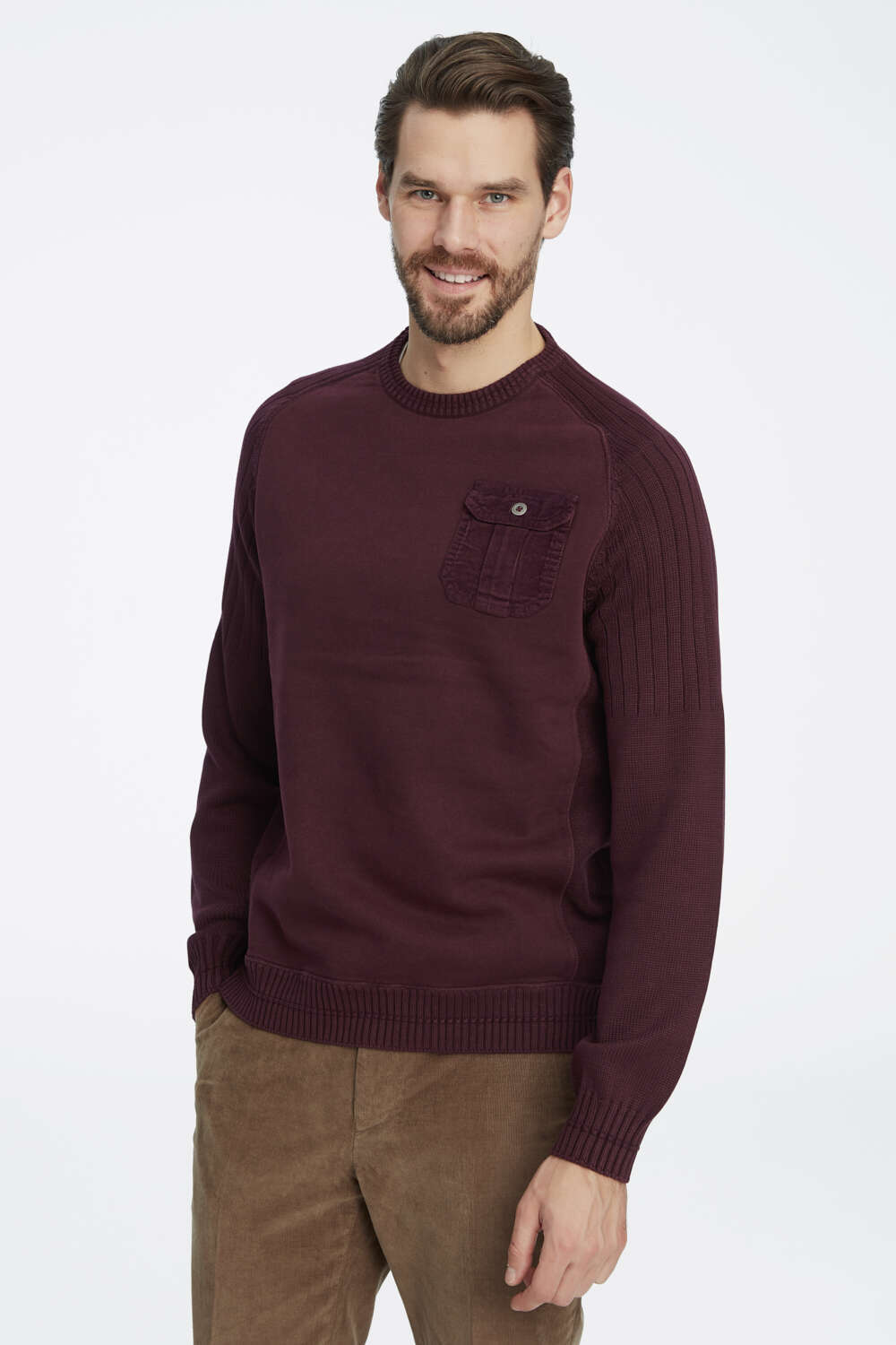 Bordo %100 Pamuk Vintage Cepli Kazak - 1
