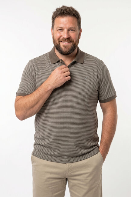 Haki %100 Pamuk Büyük Beden Polo Tişört 
