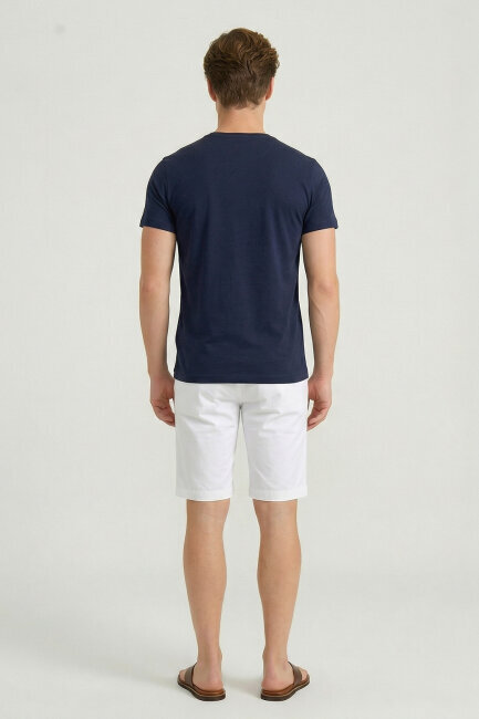 Navy Blue 100% Cotton Printed T-shirt - 6