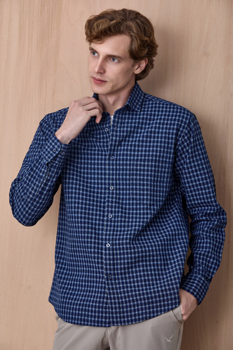 Navy Blue 100% Cotton Shirt
