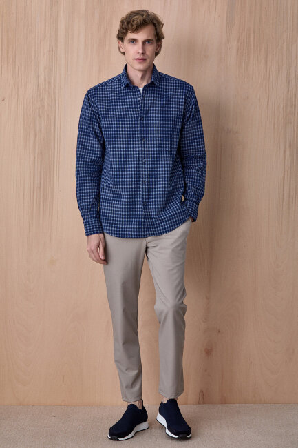 Lacivert %100 Pamuk Gömlek - 3