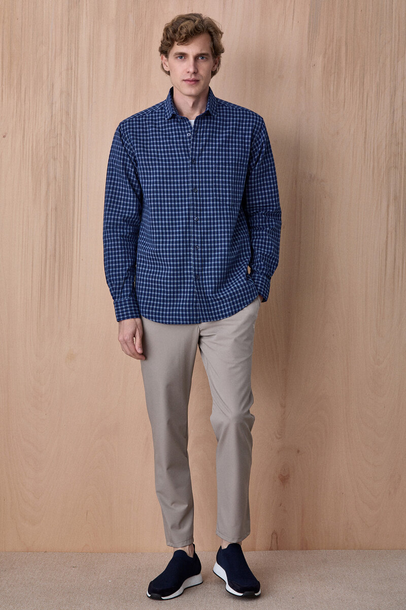 Lacivert %100 Pamuk Gömlek - 3