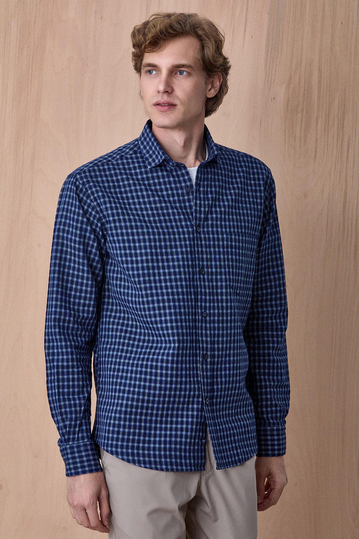 Lacivert %100 Pamuk Gömlek - 5