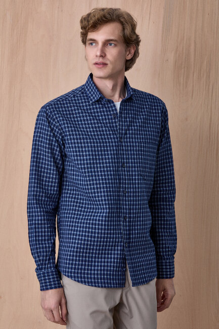 Lacivert %100 Pamuk Gömlek - 5