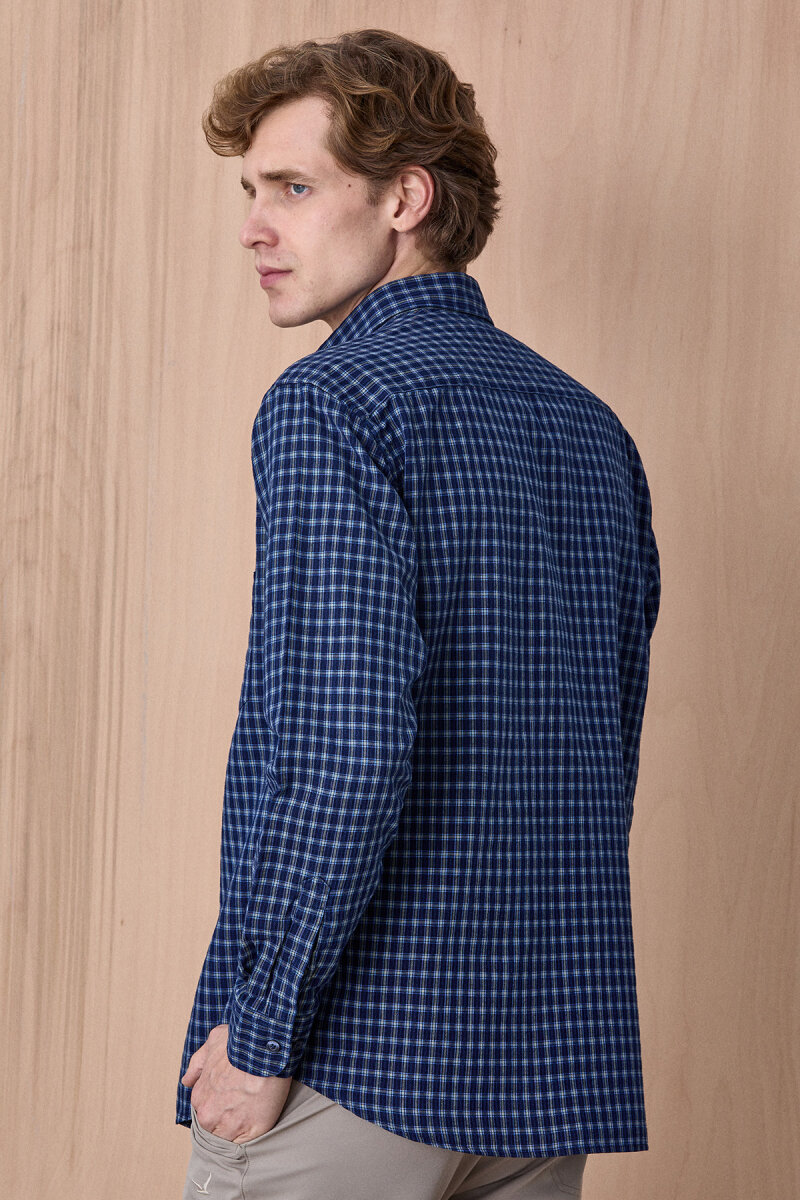 Lacivert %100 Pamuk Gömlek - 6