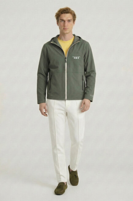 Haki Kapüşonlu Rüzgarlık Mont - 5