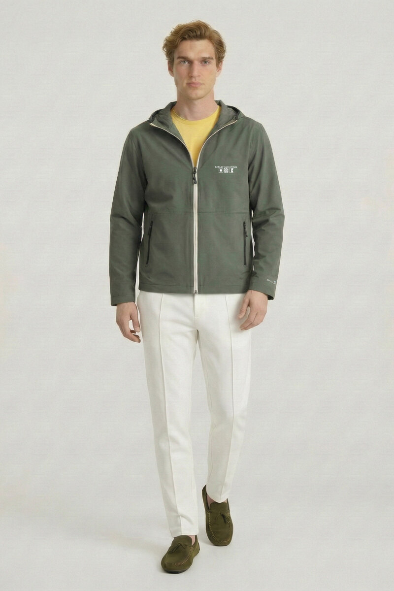 Haki Kapüşonlu Rüzgarlık Mont - 5