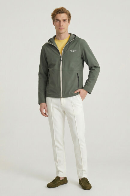 Haki Kapüşonlu Rüzgarlık Mont - 2