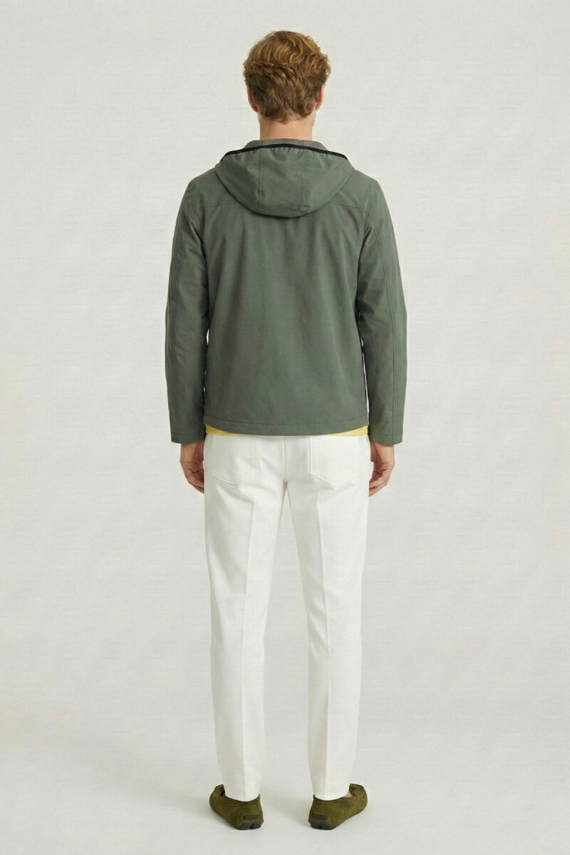Haki Kapüşonlu Rüzgarlık Mont - 6