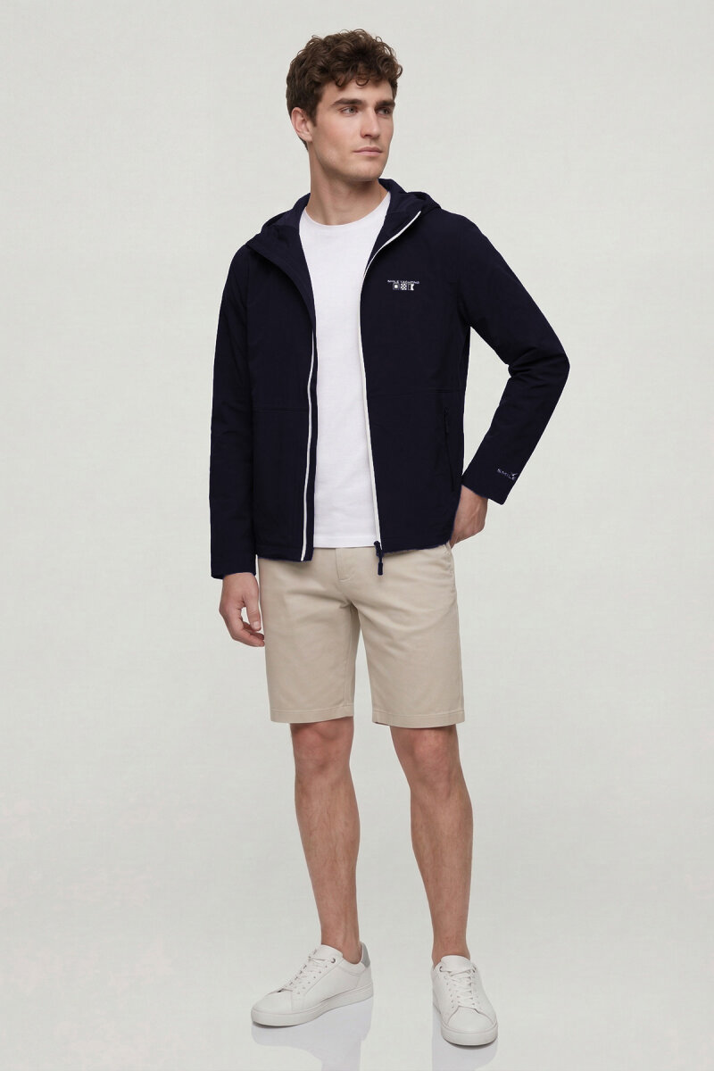 Lacivert Kapüşonlu Rüzgarlık Mont - 2