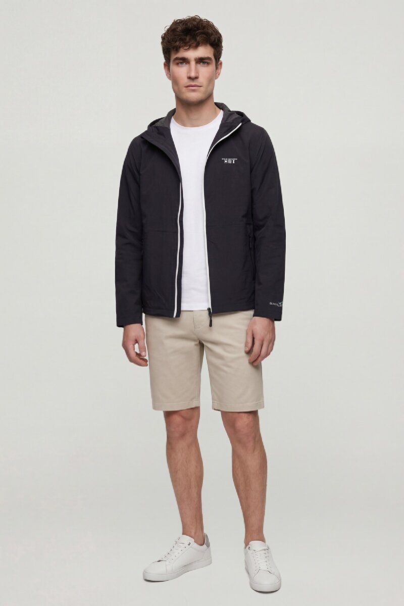 Lacivert Kapüşonlu Rüzgarlık Mont - 5