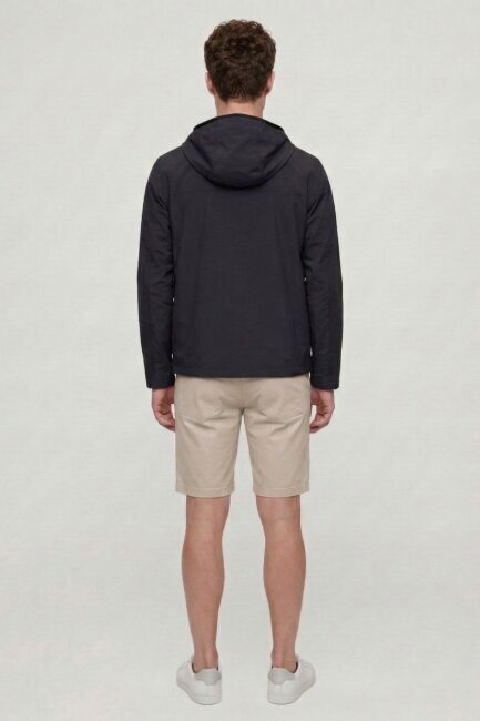 Lacivert Kapüşonlu Rüzgarlık Mont - 6