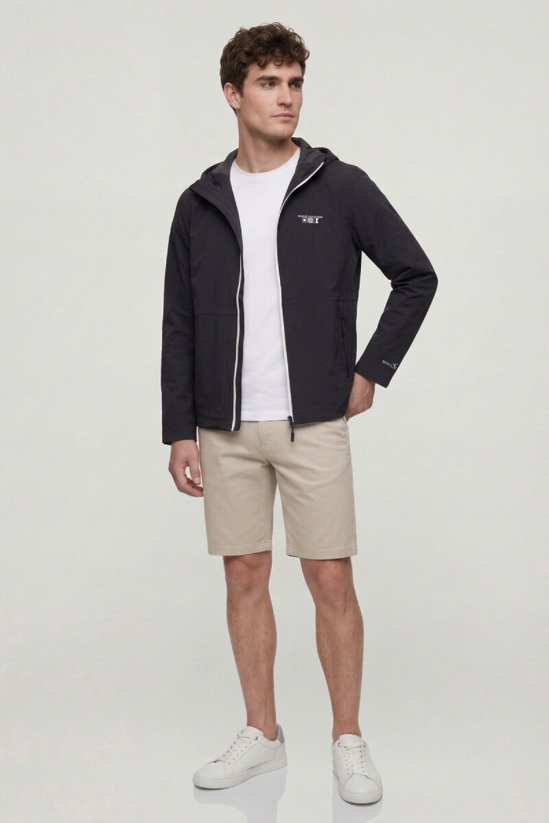 Lacivert Kapüşonlu Rüzgarlık Mont (1)