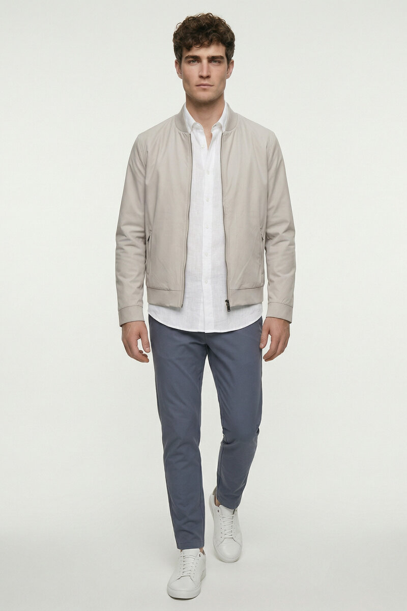 Taş Fermuarlu İnce Mont - 4