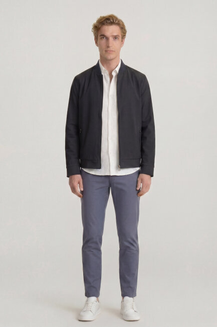 Lacivert Fermuarlu İnce Mont - 3