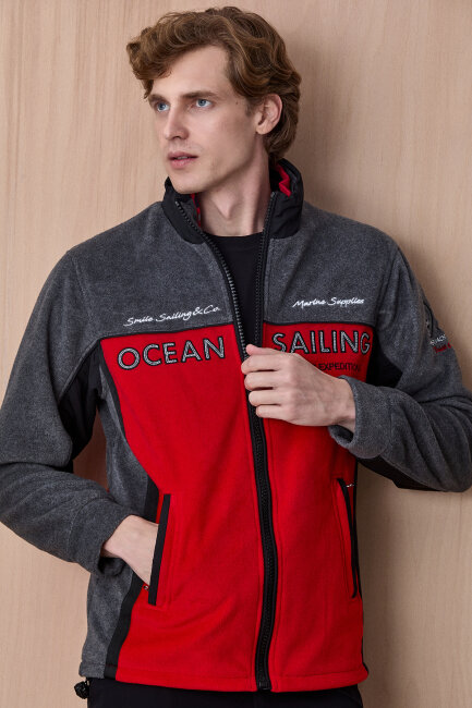 Antrasit - Kırmızı Sweatshirt - 1