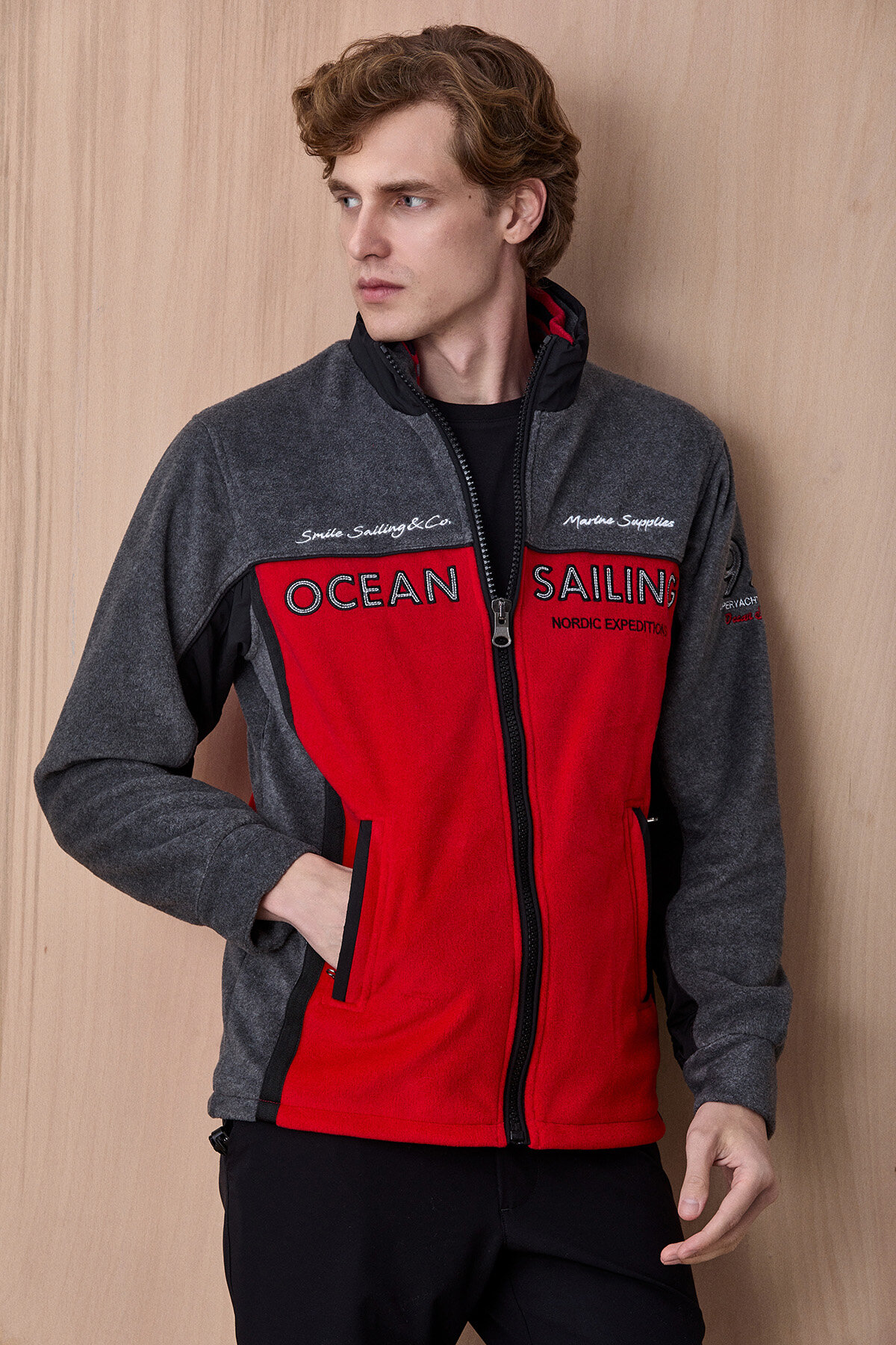 Antrasit - Kırmızı Sweatshirt - 5