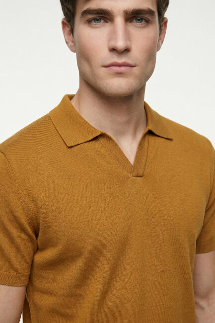 Hardal %100 Pamuk Polo Triko Tişört - 3