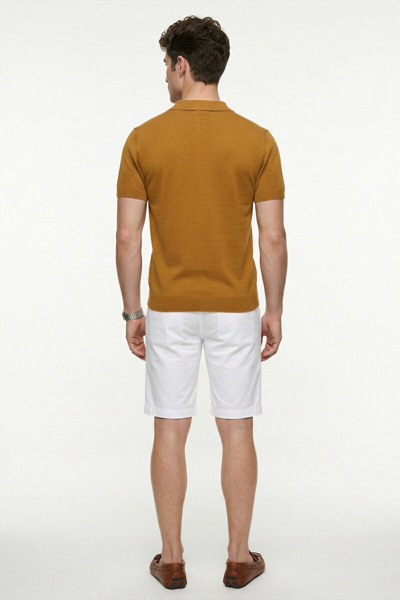 Hardal %100 Pamuk Polo Triko Tişört - 5