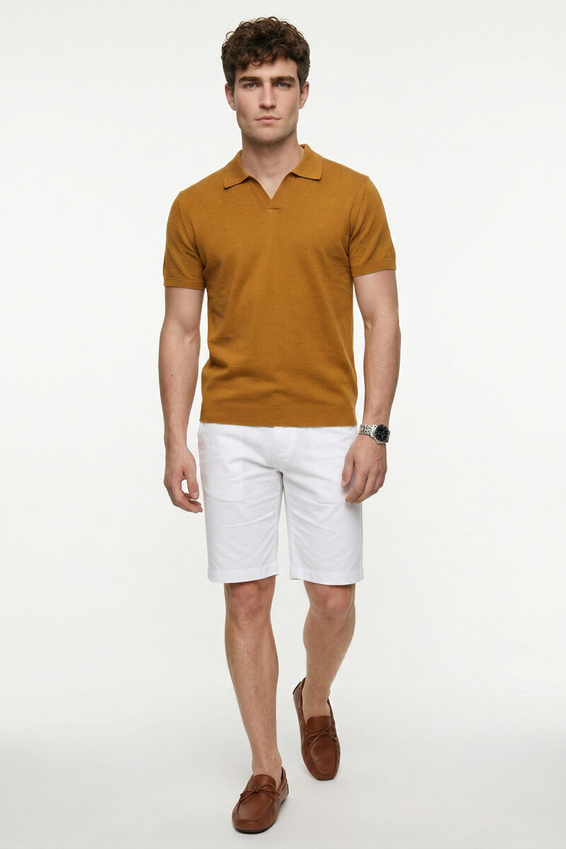 Hardal %100 Pamuk Polo Triko Tişört - 2