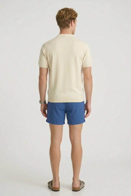 Kırık Beyaz %100 Pamuk Polo Triko Tişört - 6