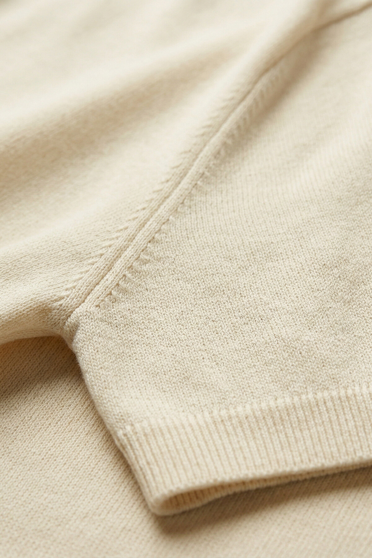 Kırık Beyaz %100 Pamuk Polo Triko Tişört - 4