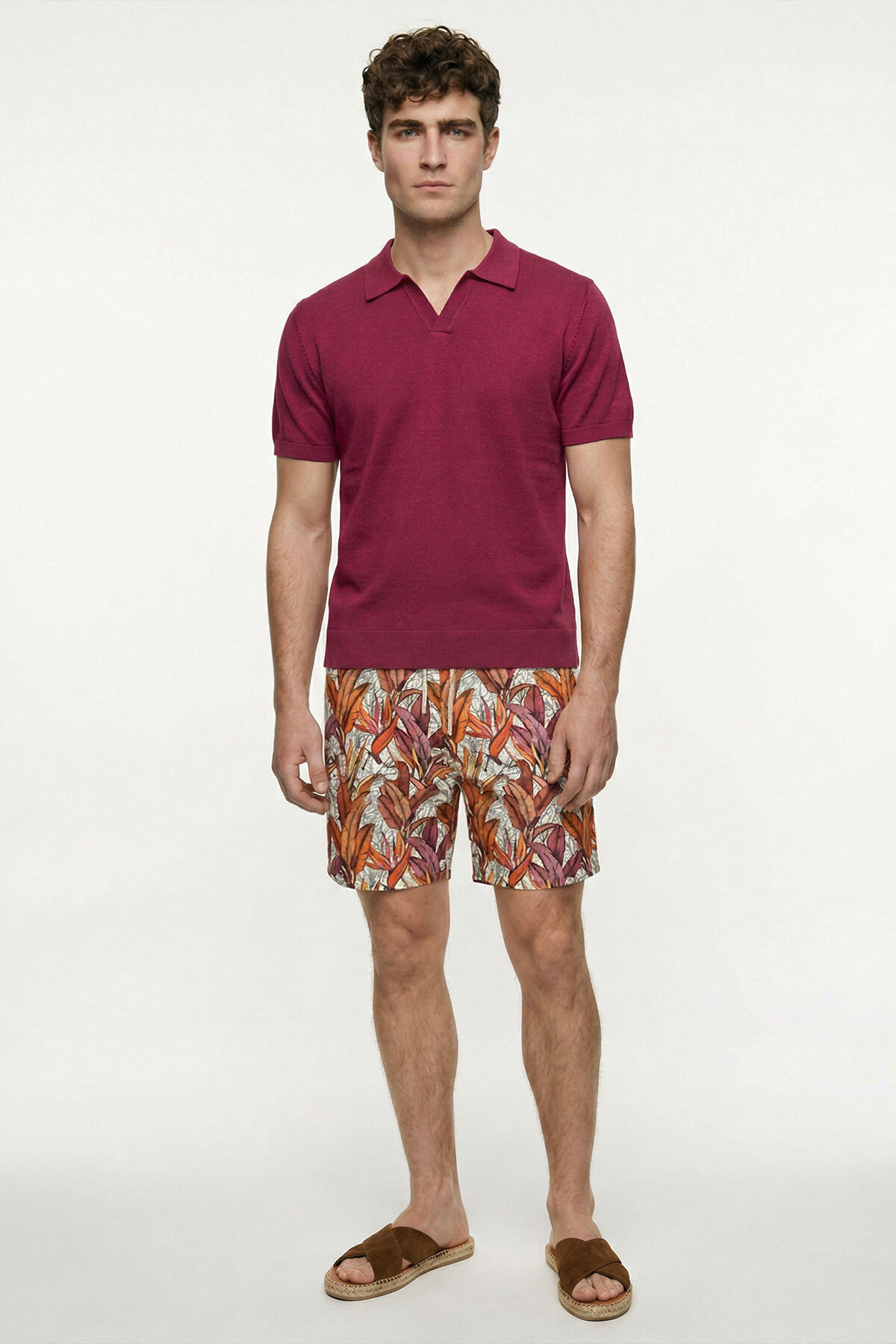 Pembe %100 Pamuk Polo Triko Tişört - 5