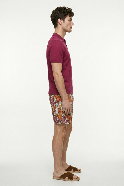 Pembe %100 Pamuk Polo Triko Tişört - 4