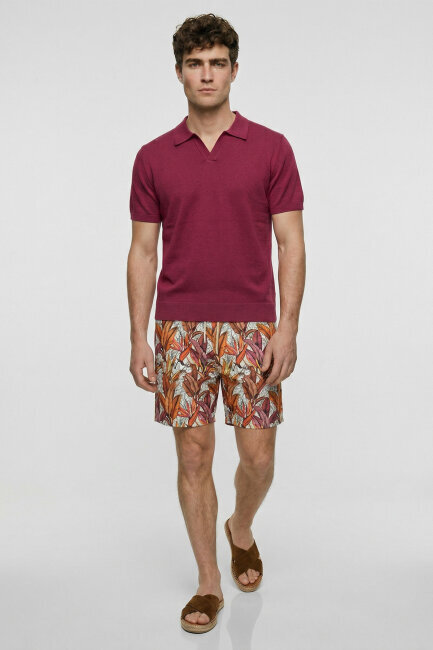 Pembe %100 Pamuk Polo Triko Tişört (1)