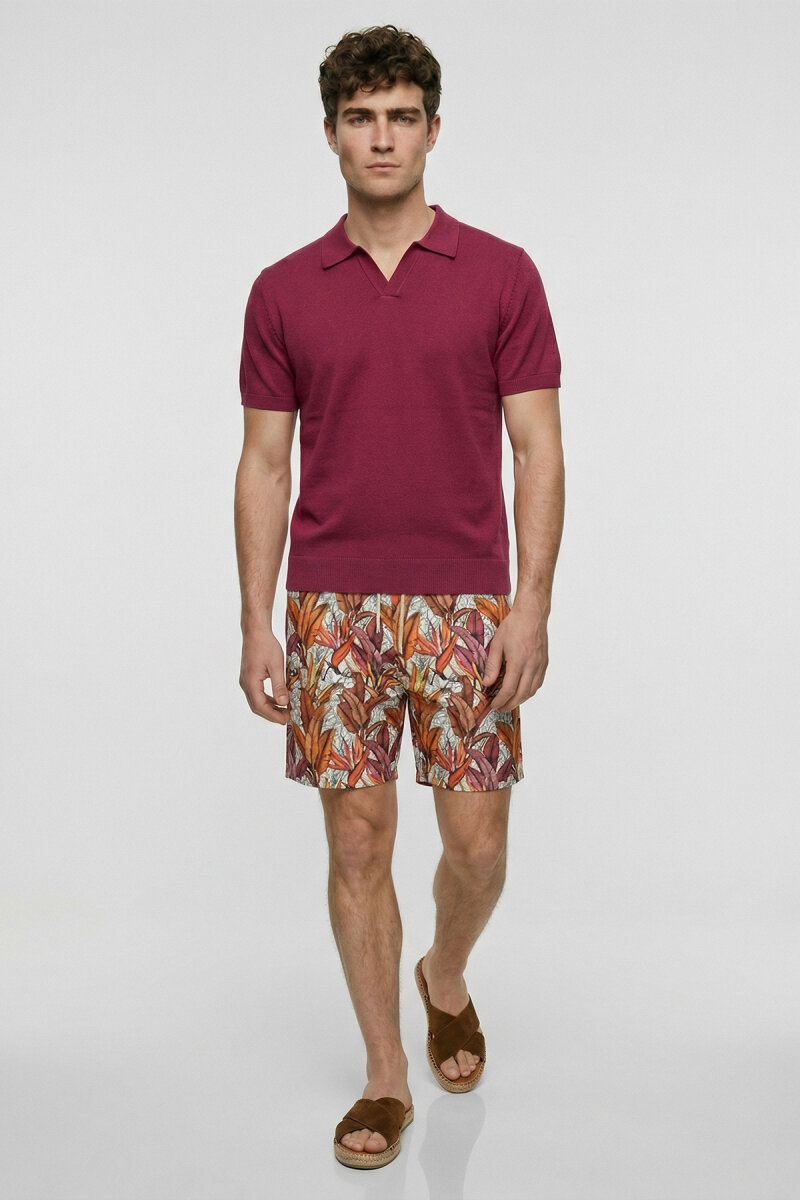 Pembe %100 Pamuk Polo Triko Tişört - 2