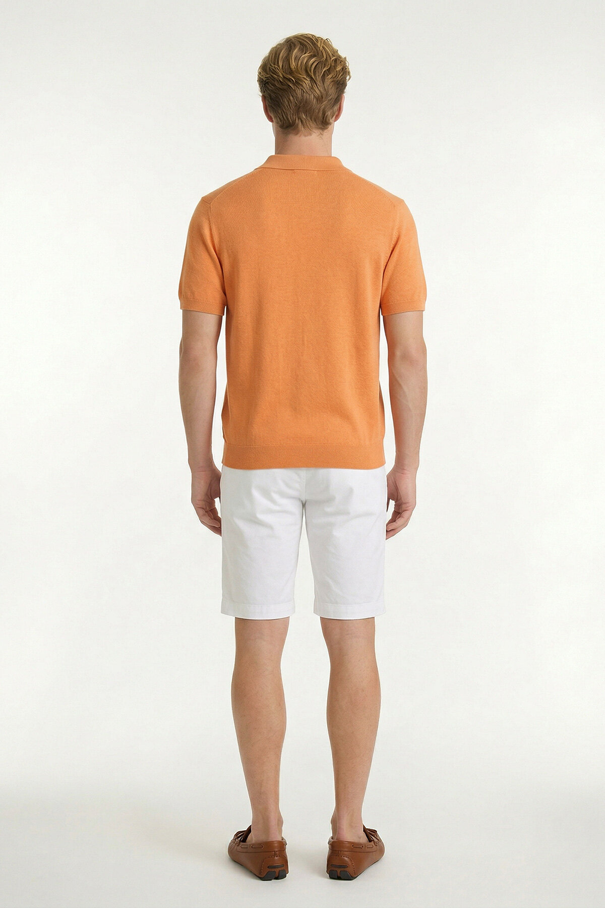 Turuncu %100 Pamuk Polo Triko Tişört - 6