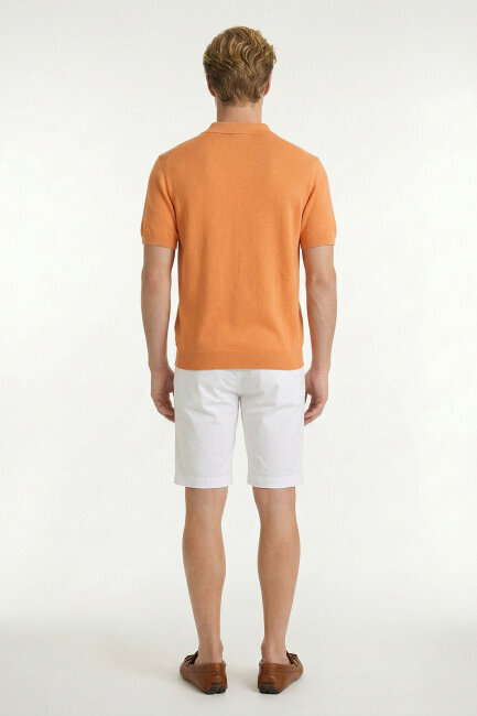 Turuncu %100 Pamuk Polo Triko Tişört - 6