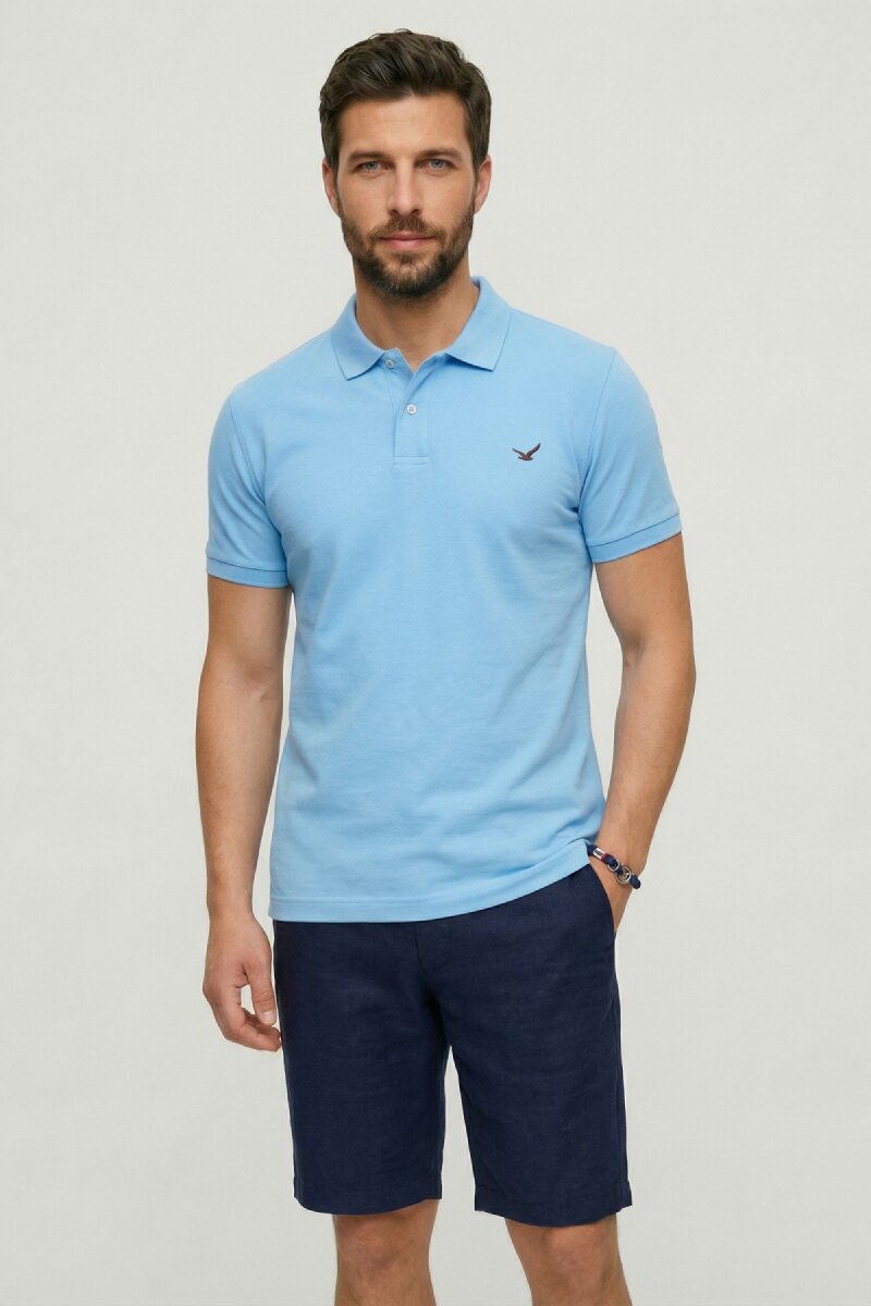 Blue 100% Cotton Polo T-shirt